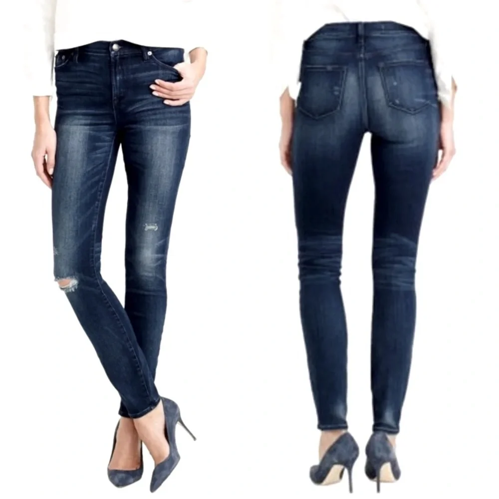 J. Crew Lookout High Rise Distressed Dark Wash Skinny Jean Sz 27